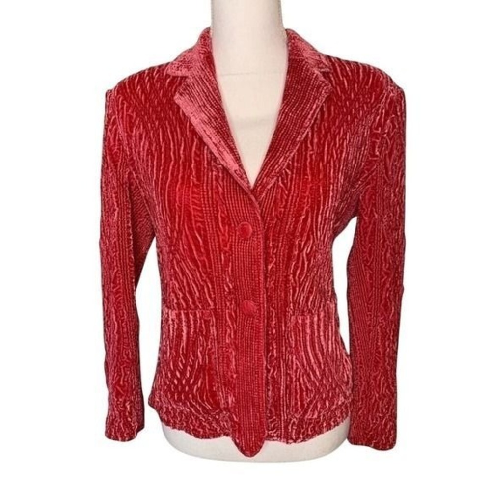 Great Cavalier Crushed Velvet Holiday Blazer Pink Women Size Small